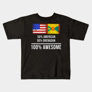 50% American 50% Grenadan 100% Awesome - Gift for Grenadan Heritage From Grenada Kids T-Shirt